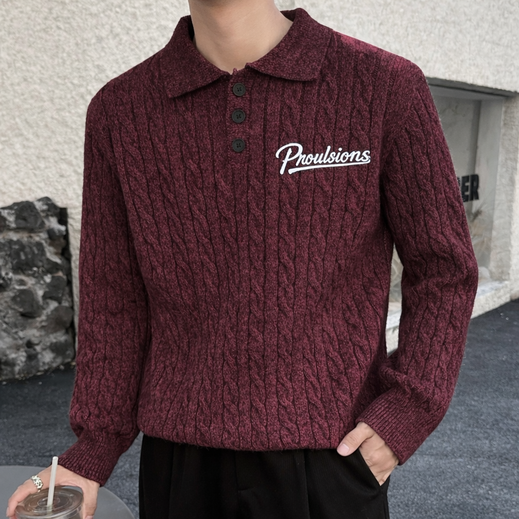 Proulsions Men's Lapel Knitted Polo Shirt