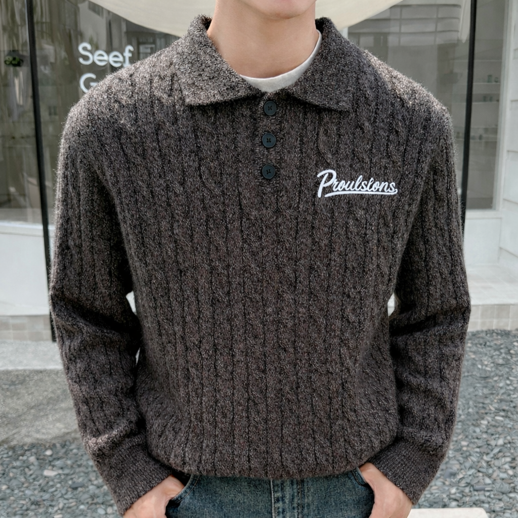 Proulsions Men's Lapel Knitted Polo Shirt