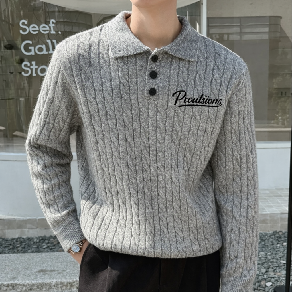 Proulsions Men's Lapel Knitted Polo Shirt