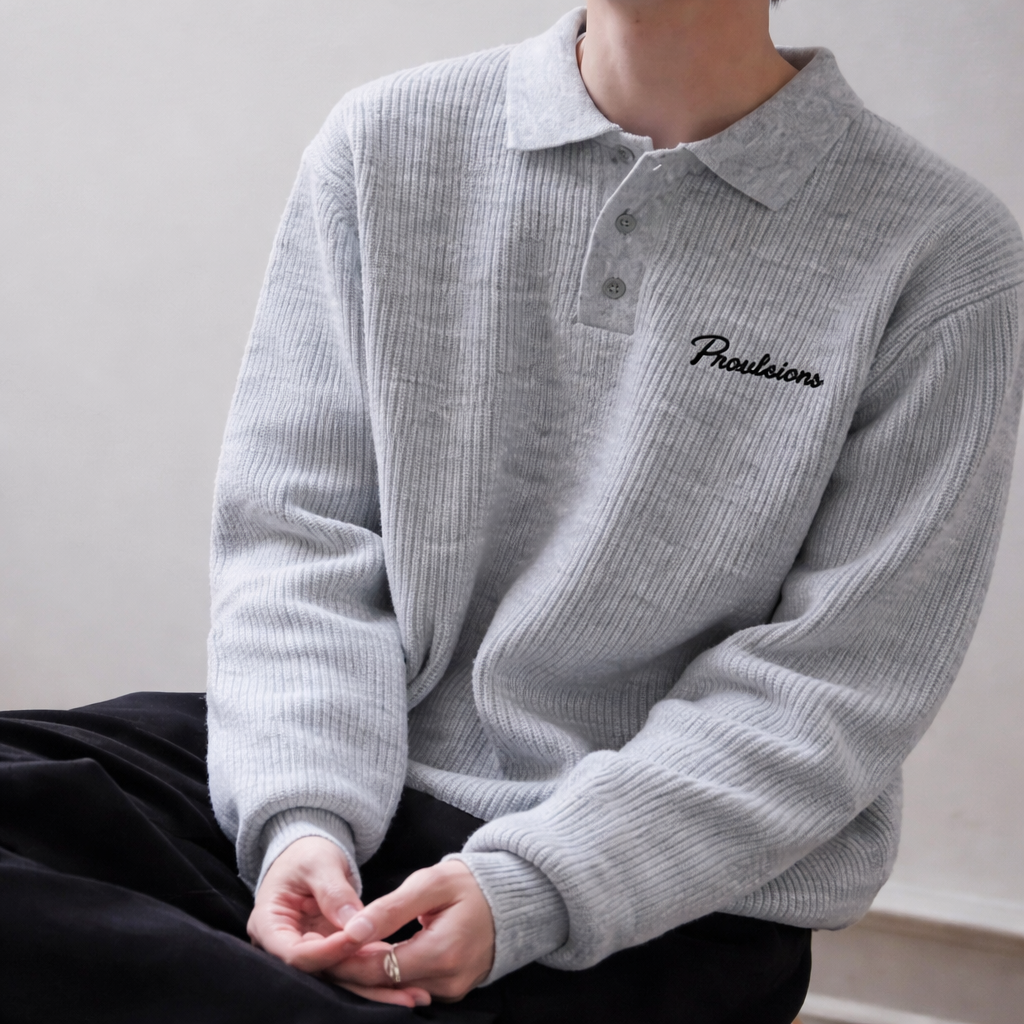 Proulsions heavy-weight knitted polo neck sweater