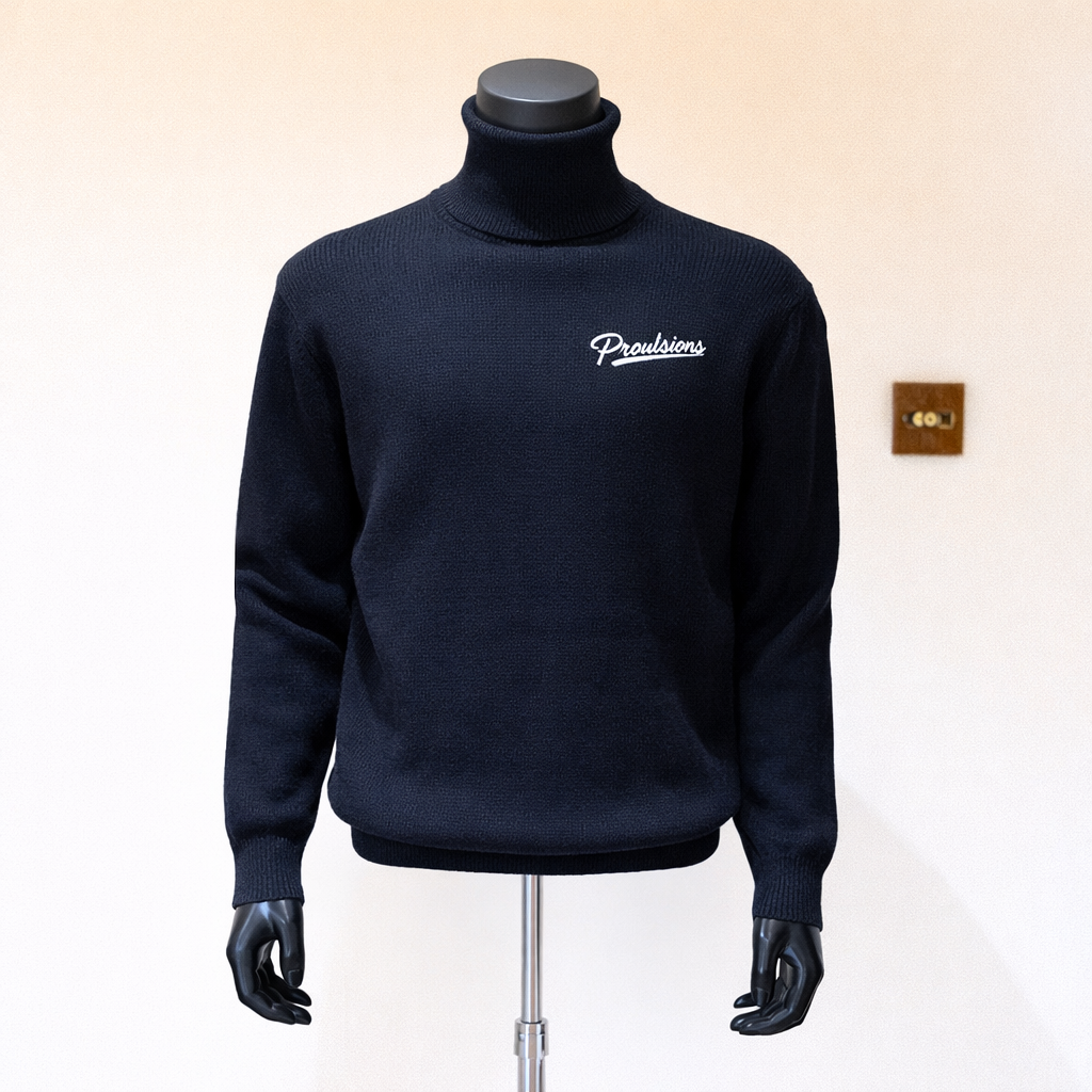 Proulsions high-neck solid color striped knitted sweater