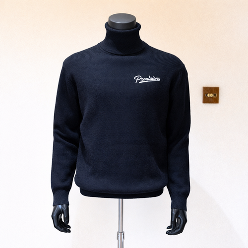 Proulsions high-neck solid color striped knitted sweater