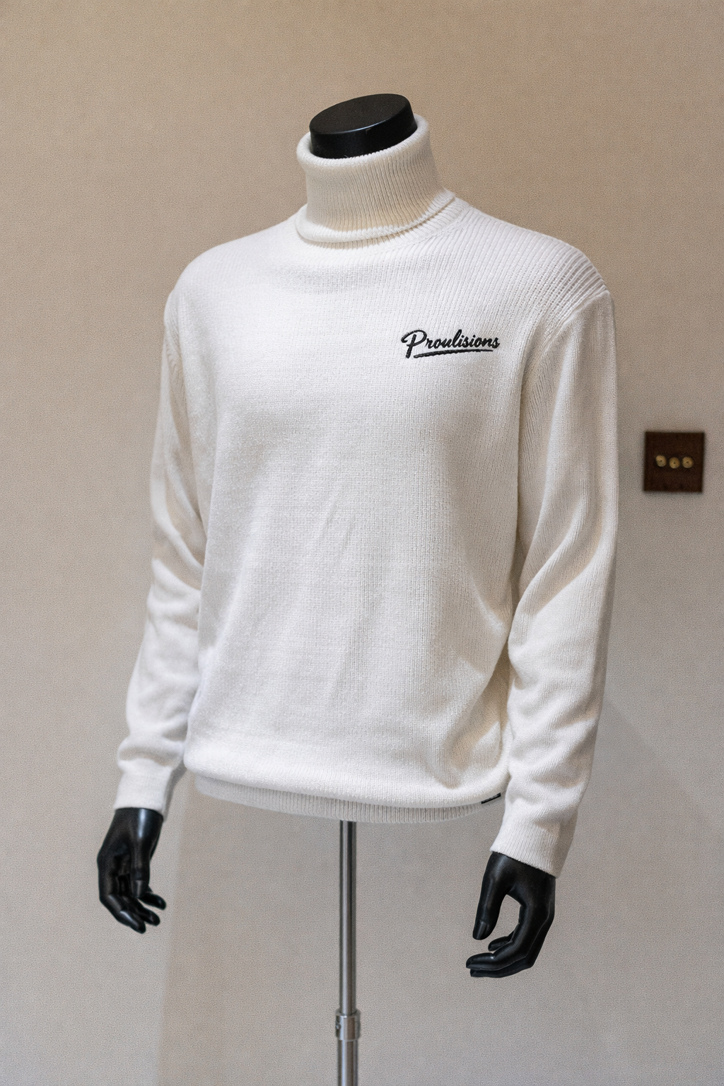 Proulsions high-neck solid color striped knitted sweater