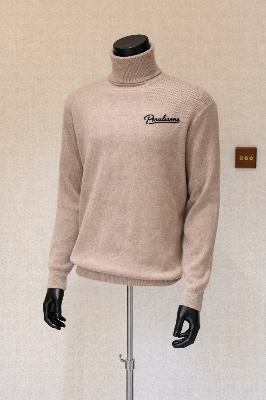 Proulsions high-neck solid color striped knitted sweater