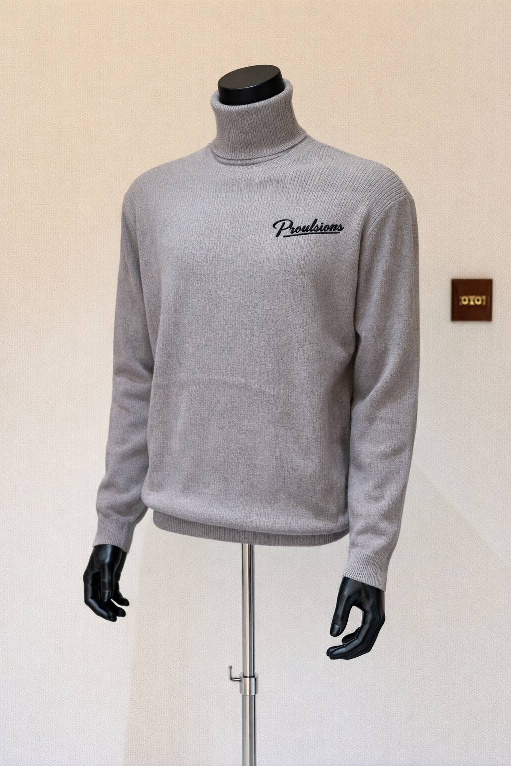 Proulsions high-neck solid color striped knitted sweater